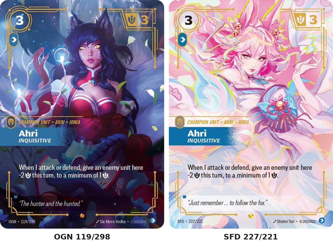 OGN 119 Ahri, Inquisitive beside its Spiritforged overnumber SFD 227