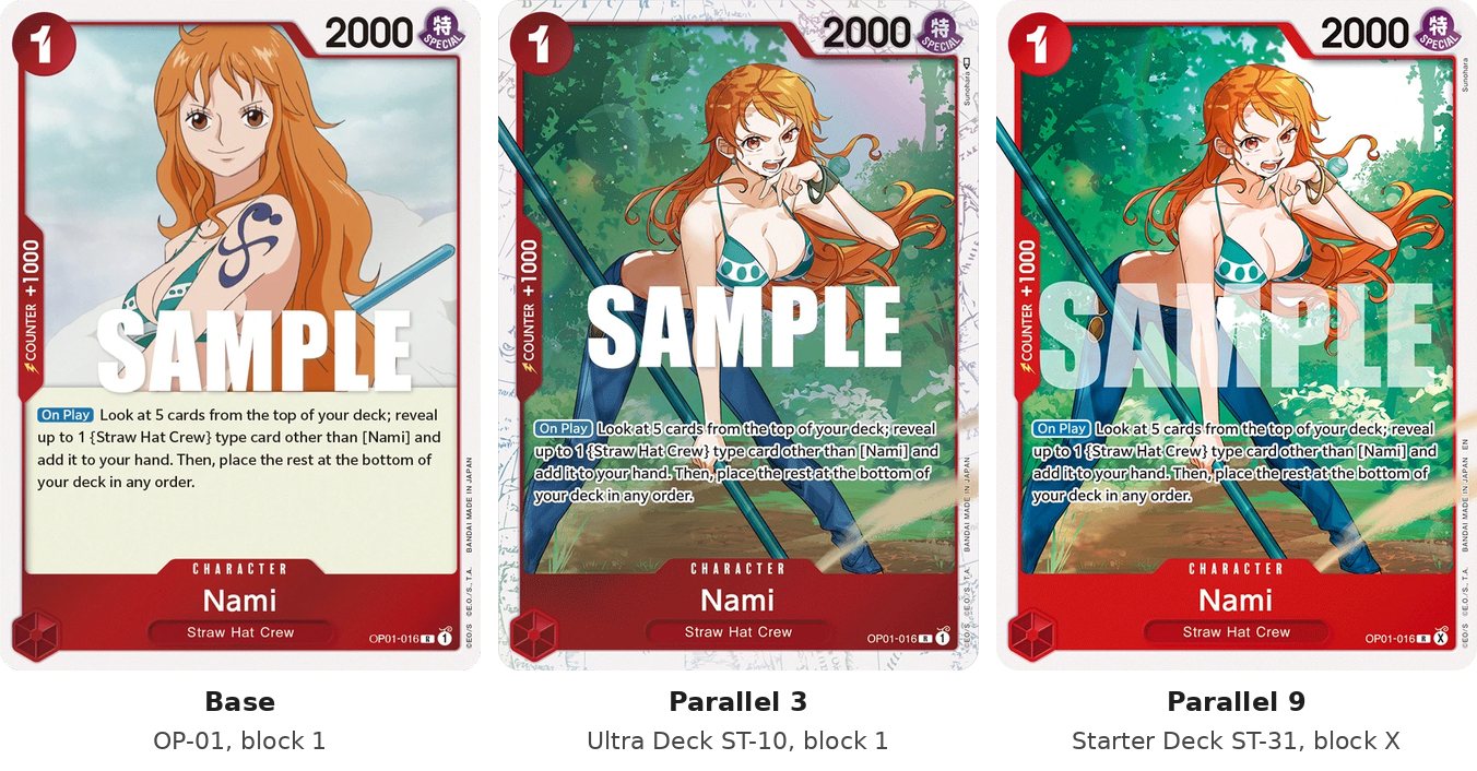 OP01 16 Nami base, Parallel 3 and Parallel 9